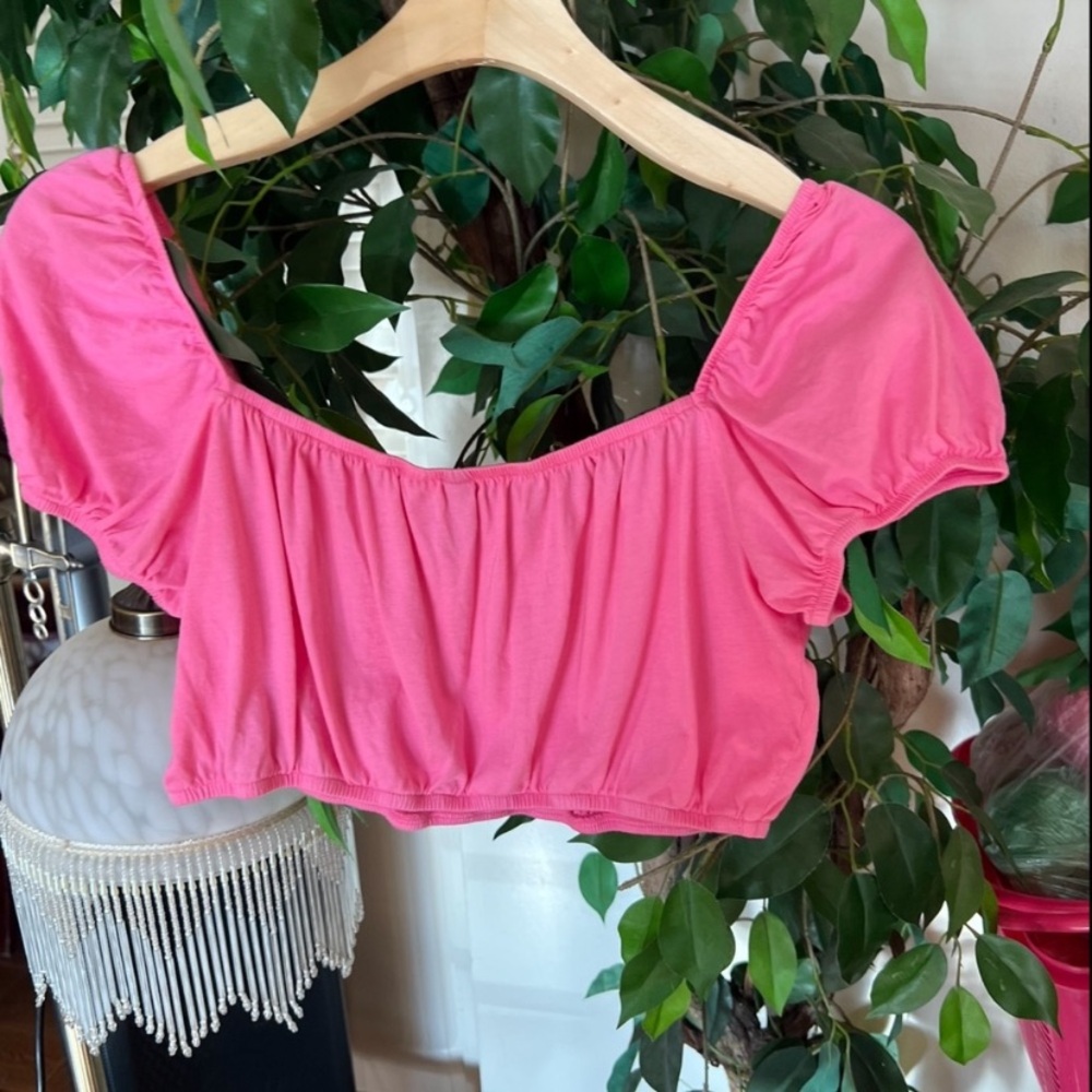 H&M Vibrant Pink Puff Sleeve Blouse